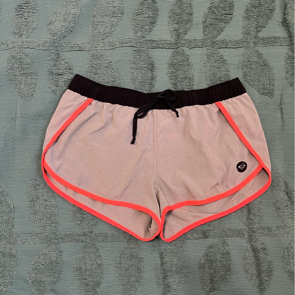 Roxy Athletic Shorts with Neon Pink Trim